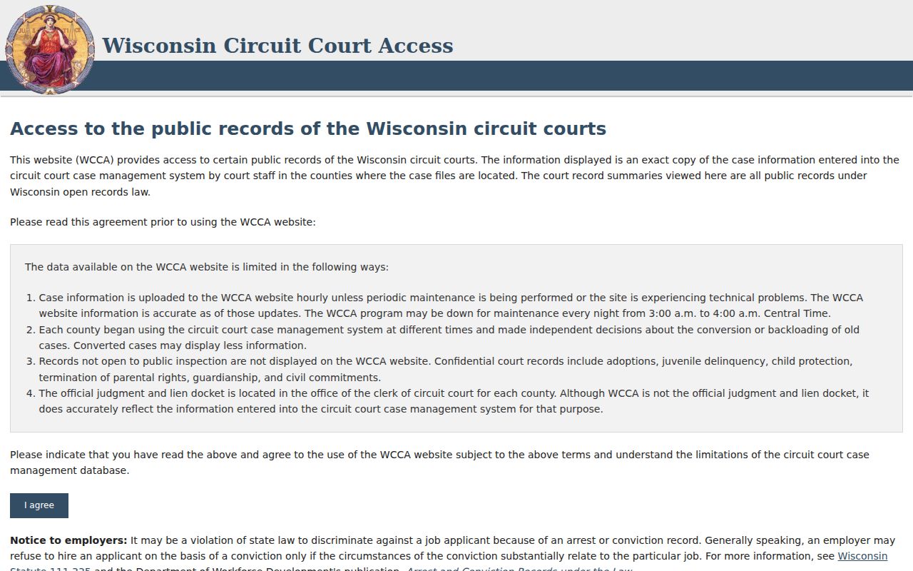 La Crosse County docket search through Wisconsin public case access
