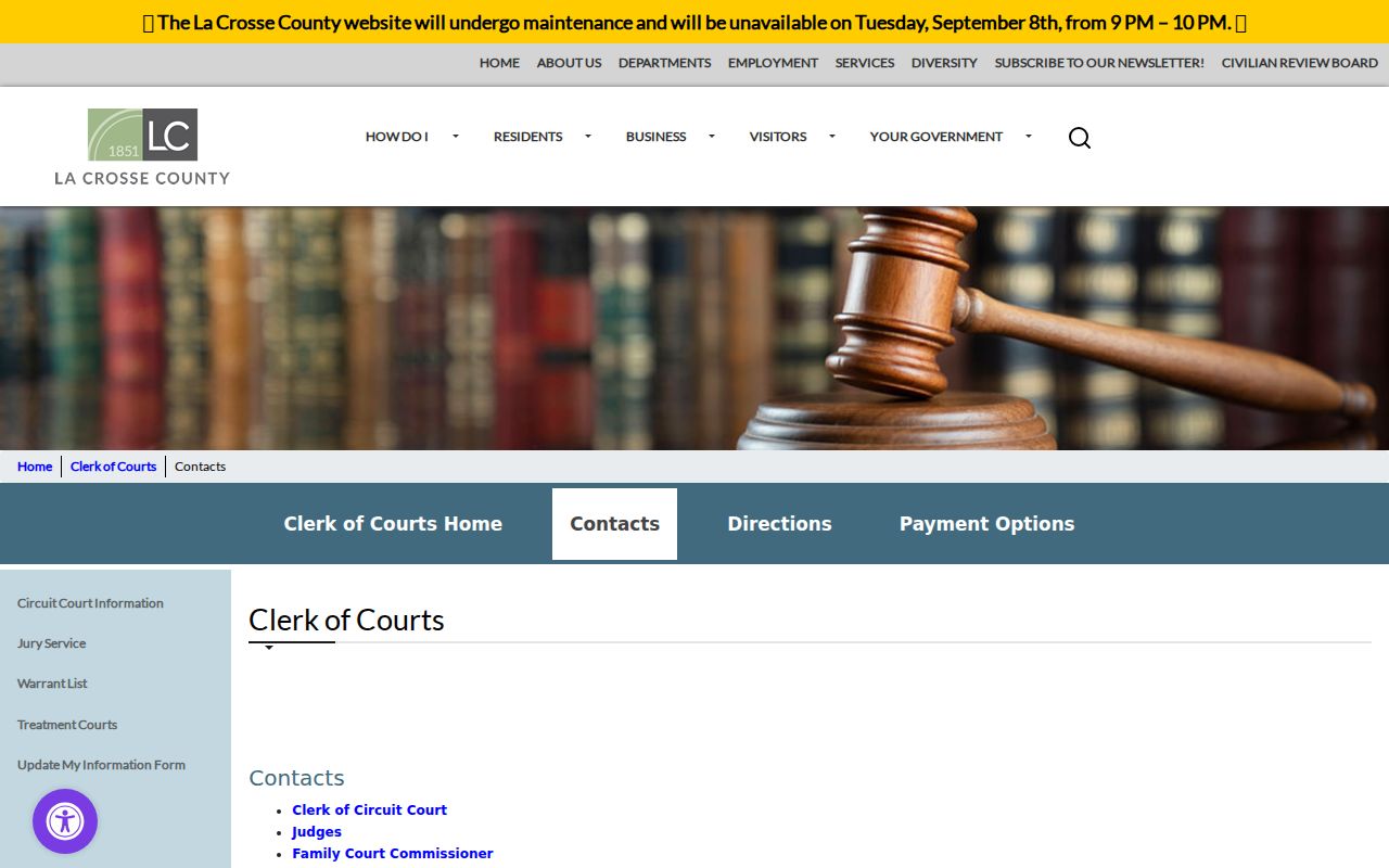 La Crosse County court docket branch and clerk contacts